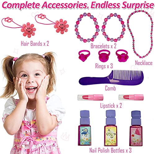 Dresser Vanity Beauty Set - Pink Princess Pretend Play Dressing Table Top Set With Makeup Mirror, Jewelry And Accessories - Music And Lights For Little Girls #TOP4