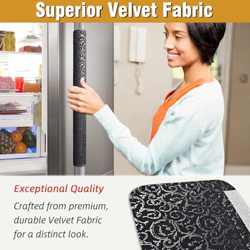 Refrigerator Door Handle Covers, Set of 6, Non-Slip Appliance Handle Covers, Washable Fridge Handle Covers, Keep Your Kitchen Clean, Microwave Oven Dishwasher Handle Protector(Black, Silver pattern) by Luludamier - Image 4