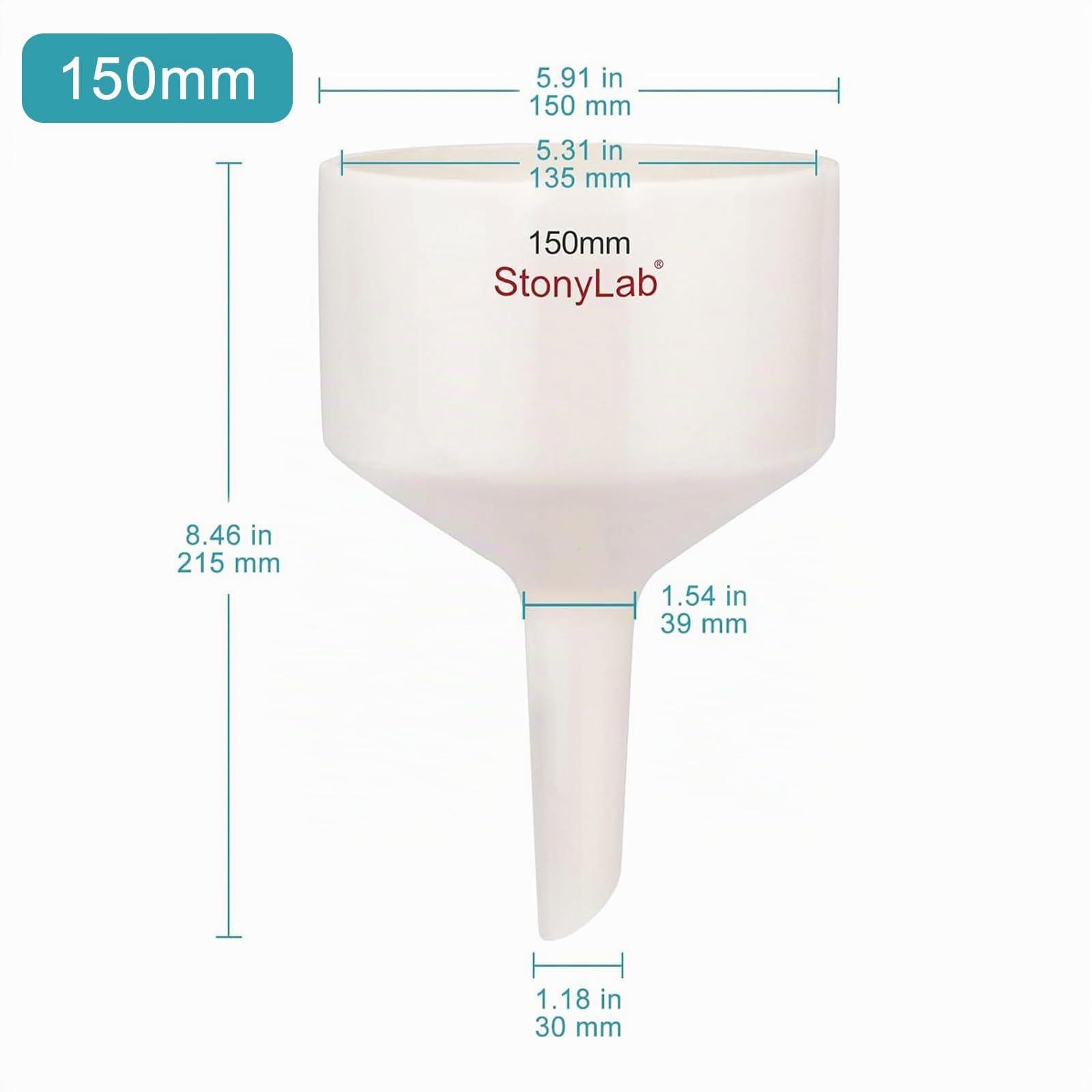 stonylab Entonnoir Buchner en Porcelaine 150mm, Filtre Entonnoirs en Porcelaine Buchner OD 15cm pour Laboratoire (150mm)
