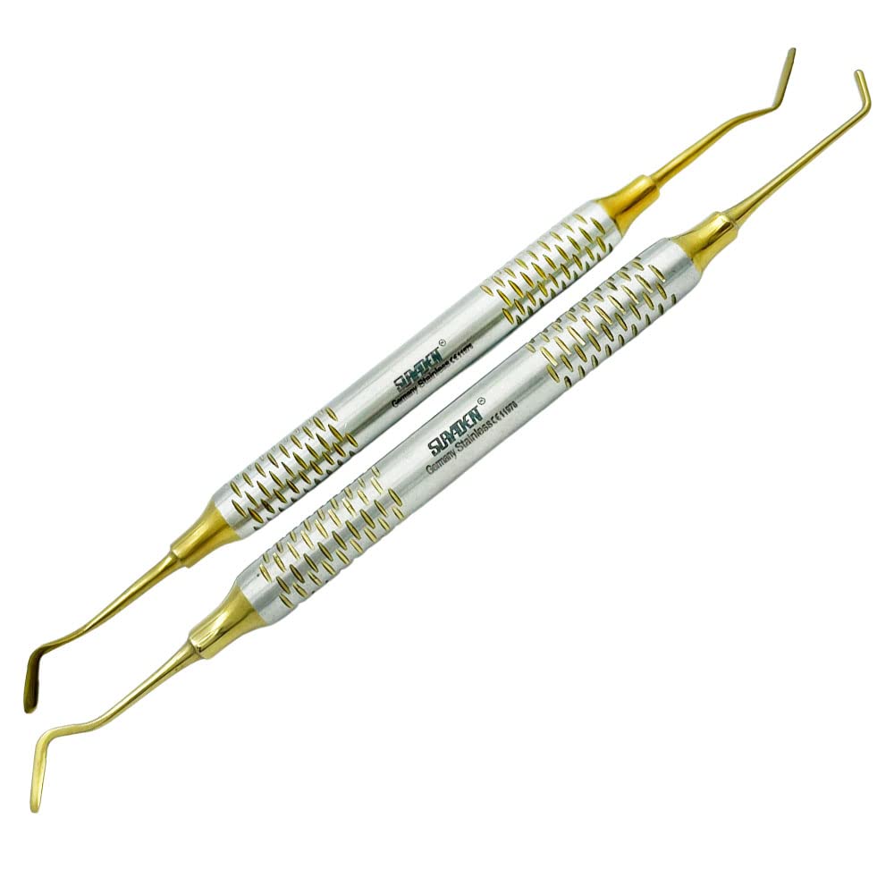 Dental Composite Instruments 2 Pcs Set | Plastic Filling instruments Non Stick Titanium Coated (TIN Golden) Hollow Handle | 8mm Dia-picture-21