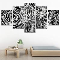 SIGNWIN 5 Panel Canvas Wall Art Modern Art Decorative Elements Fun Illustrations Leaves Multicolor Patterns for Home Decorations Ready to Hang - 60