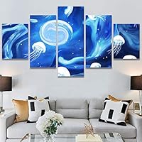 SIGNWIN 5 Panel Canvas Wall Art Modern Art Decorative Elements Fun Illustration Illustrations Kids Multicolor for Home Decorations Ready to Hang - 60