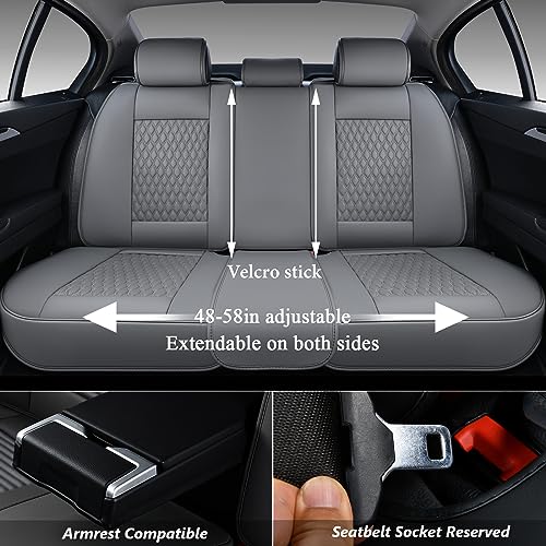 Image of Coverado Rear Seat Covers, Leather Back Seat Cover for Car, Universal Waterproof Automotive Seat Cushion Protector for Most Cars Trucks SUV (Coffee)