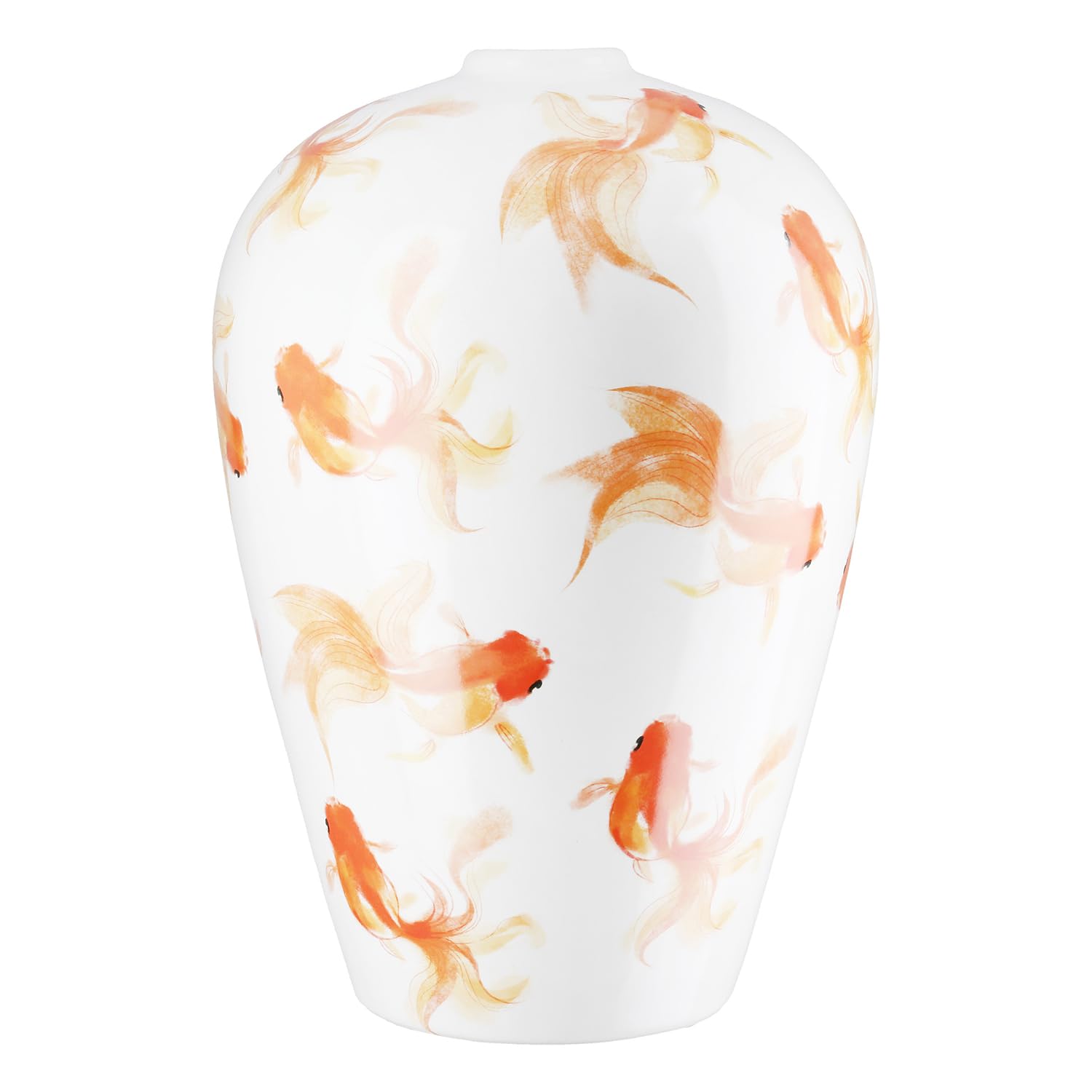 GILDE Vase Neon - Keramik - weiß - Höhe 30cm x Ø 20cm - Fischmotiv - bauchige Dekovase - wasserdicht