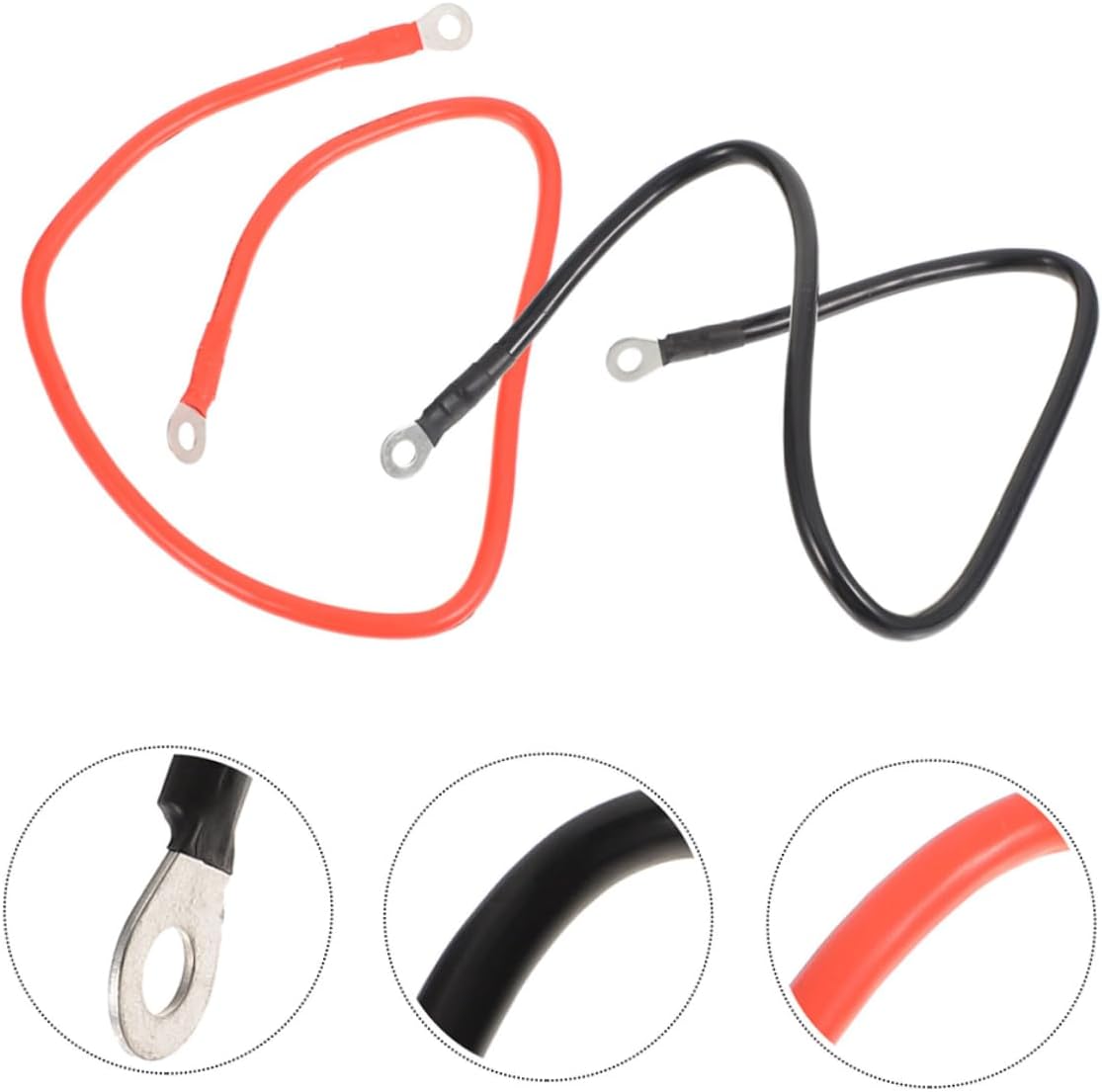 Automotive Battery Inverter Cables 1 Pair Black Red for Car Solar RV Marine Motorcycle with Ring Terminals