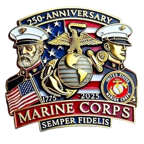 Image of 250th Anniversary Commemorative Pin Marine Corps Emblem Lapel Alloy Button Brooches Veteran Military Collection Gift Jewelry