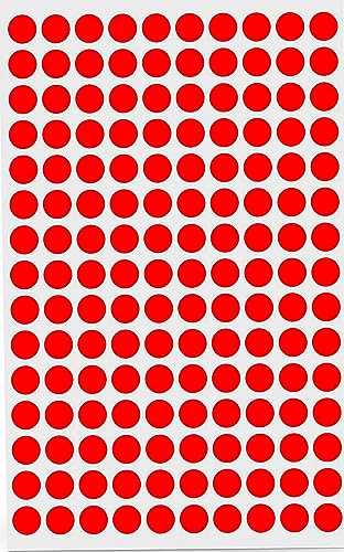 Image of Rubigo 8mm Coloured Dot Stickers – 1500/3000 Sticky Dots in 10 Assorted Colours, Circle Labels for Calendars, Planners, Crafts, Office & School Use (Red, 1500 Dots)