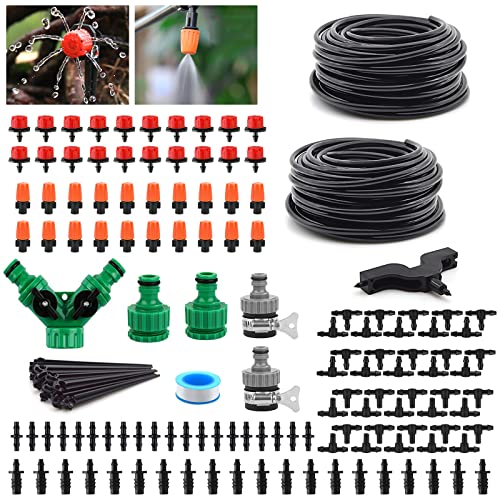 Valinks Drip Irrigation Kit, 66Ft Garden Watering Irrigation System Automatic Sprinkler Irrigation Equipment With 1/4" Blank Distribution Tubing Hose & Nozzle Mist Sprayer For Lawn Patio Greenhouse #TOP8
