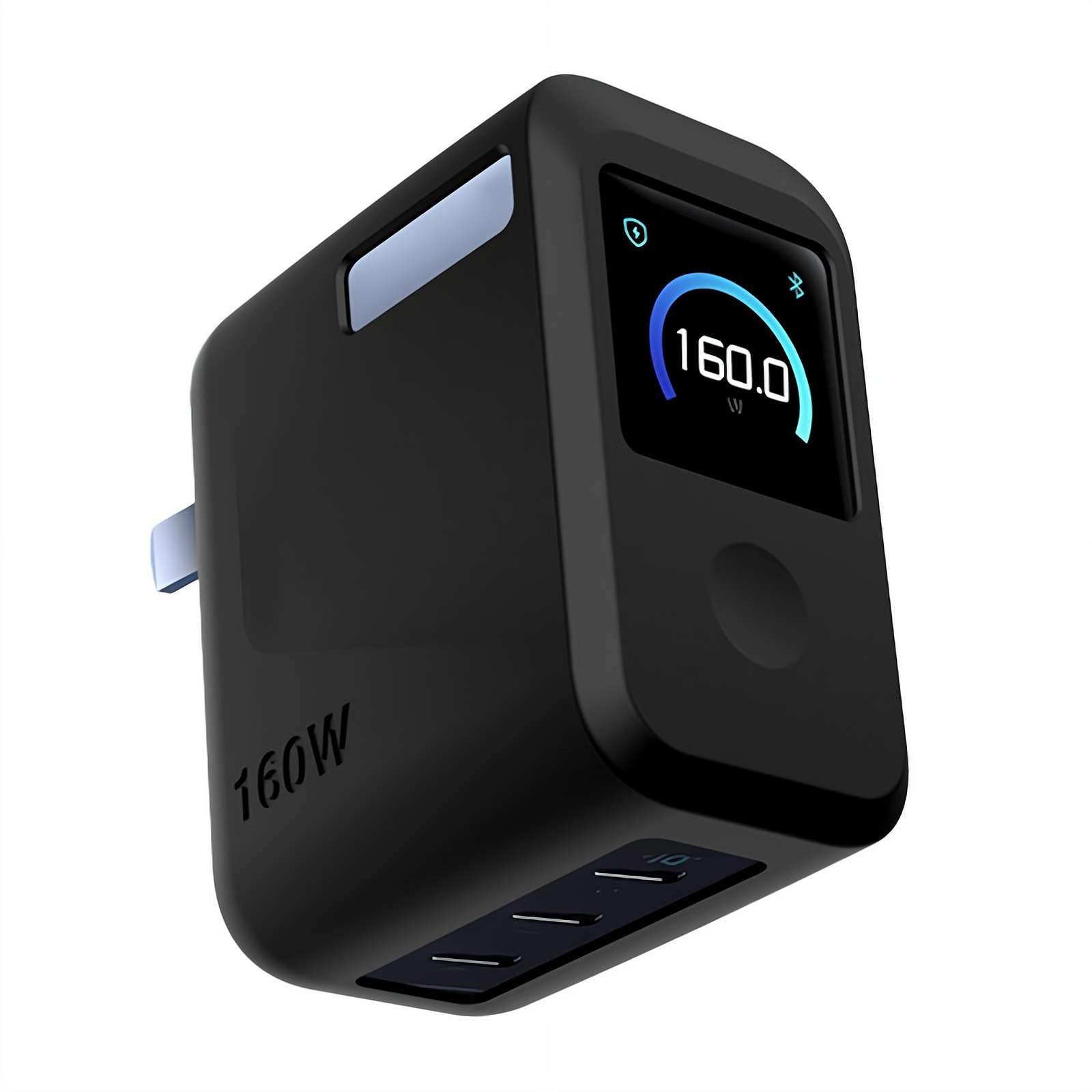 Protective Case for Anker Prime 160W 3-Port Compact USB-C GaN Charger, Silicone Case for Anker 160W Charger, Shockproof Anti-Slip Smart Display Pro Cover (Black)