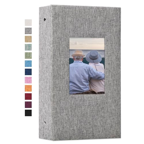 Vienrose Photo Album 4x6 with 300 Pockets Fabric Linen Cover Photo Book Slip-in Picture Albums for Baby Wedding Family Grey