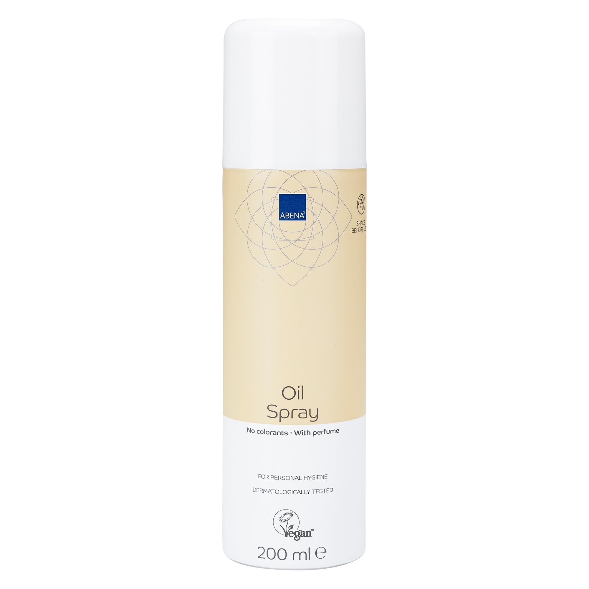 ABENA Spray de aceite corporal con vitamina E, aceite de masaje nutritivo y aceite para piel muy seca y sensible, para una sensación de piel más firme, vegano y dermatológicamente probado, 200 ml