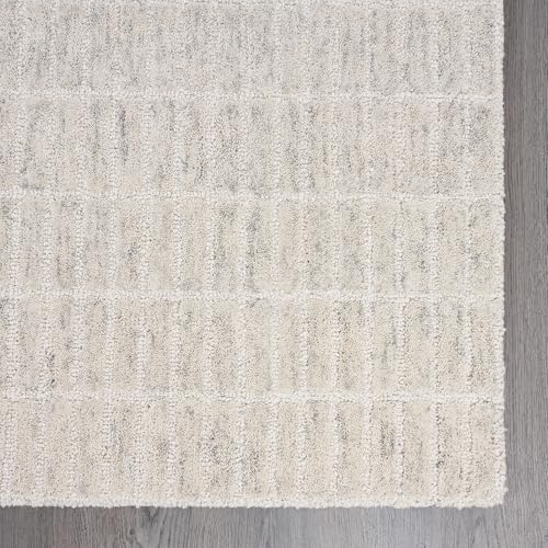 Image of Restoration and Renovation Hand-Tufted 100% Wool Area Rug - Unique Modern Geometric Grid Pattern, Soft Plush Textured Carpet for Living Room, Bedroom, Dining Room & Entryway (Grey, 7.6' x 9.6')