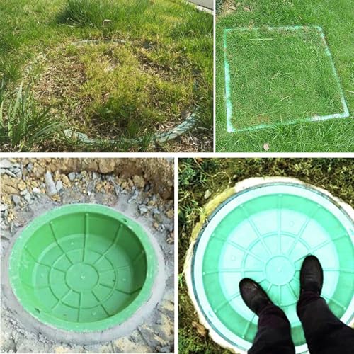 Tapa de pozo de registro circular verde de resina con marco para jardin 3