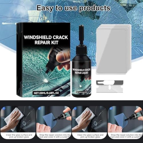 Image of Car Windshield Crack Repair Kit, Glass Repair Liquid for Cracks for Fix Auto Windshield Glass Cracks, Car WindowGlass Repair Tool Set for Quick and Easy Auto Scratch Fix Pack 1