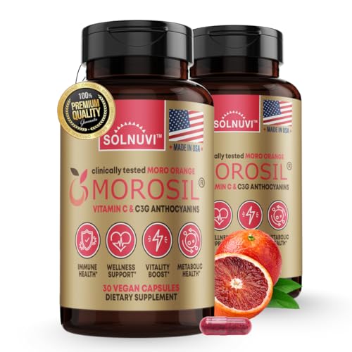 Morosil Clinically Tested C3G Supplement - Metabolism Antioxidant Wellness Support for Men & Women - 400mg Moro Red Orange Extract - 30 Veggie Capsules - Non-GMO Gluten-Free Vegan-Friendly