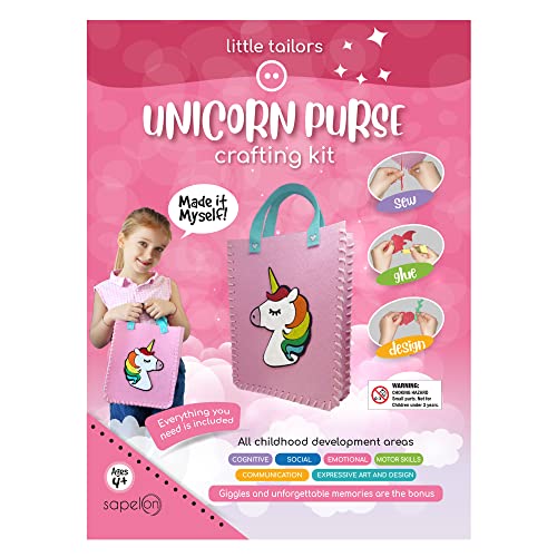 Sapelon Sewing Kit for Kids 8-12, Kids Sewing Craft Kit, My First Sewing Kit, Family Games, Purse Kit for Girls, Learn to Sew Kit for Kids (Unicorn Purse)