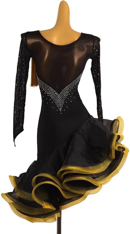 Women's Latin Dance Performance Dresses Fringe Cha Cha Tango Suit Ballroom Competition Dance Costume Skirt for Rumba