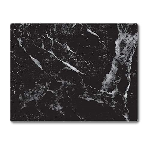 Tabla de Cortar de Vidrio Templado con Diseño Negro Mármol, 10" x 8", Tabla para Quesos, Charcutería y Barra miniatura 1