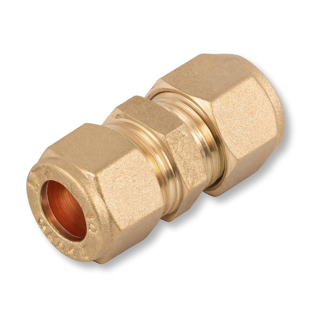 Westco 28mm x 22mm Brass Compression Reducer Coupling C x C Pipe Fitting