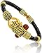 Duggu ~ Spiritual Lord Shiva Mahakal Adjustable Premium Vintage Ethnic Leather Bracelet/Kada With Trishul Damru AND Rudraksha, (Gold and Silver Plated) For UNISEX (Gold~Plated)