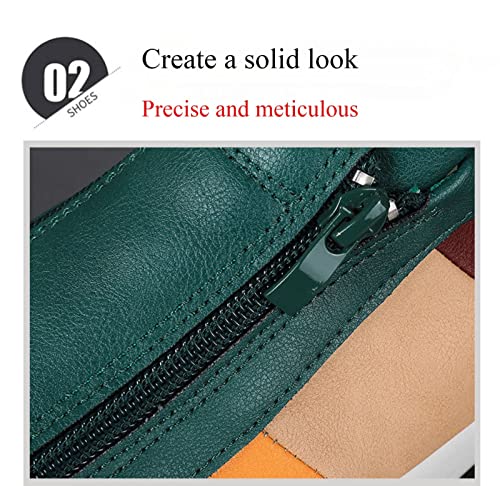 Men's Leather Slip-On Zip-On Sneakers?Comfortable and Breathable Walking Leather Flats?Fashionable All-Match Casual Shoes.4