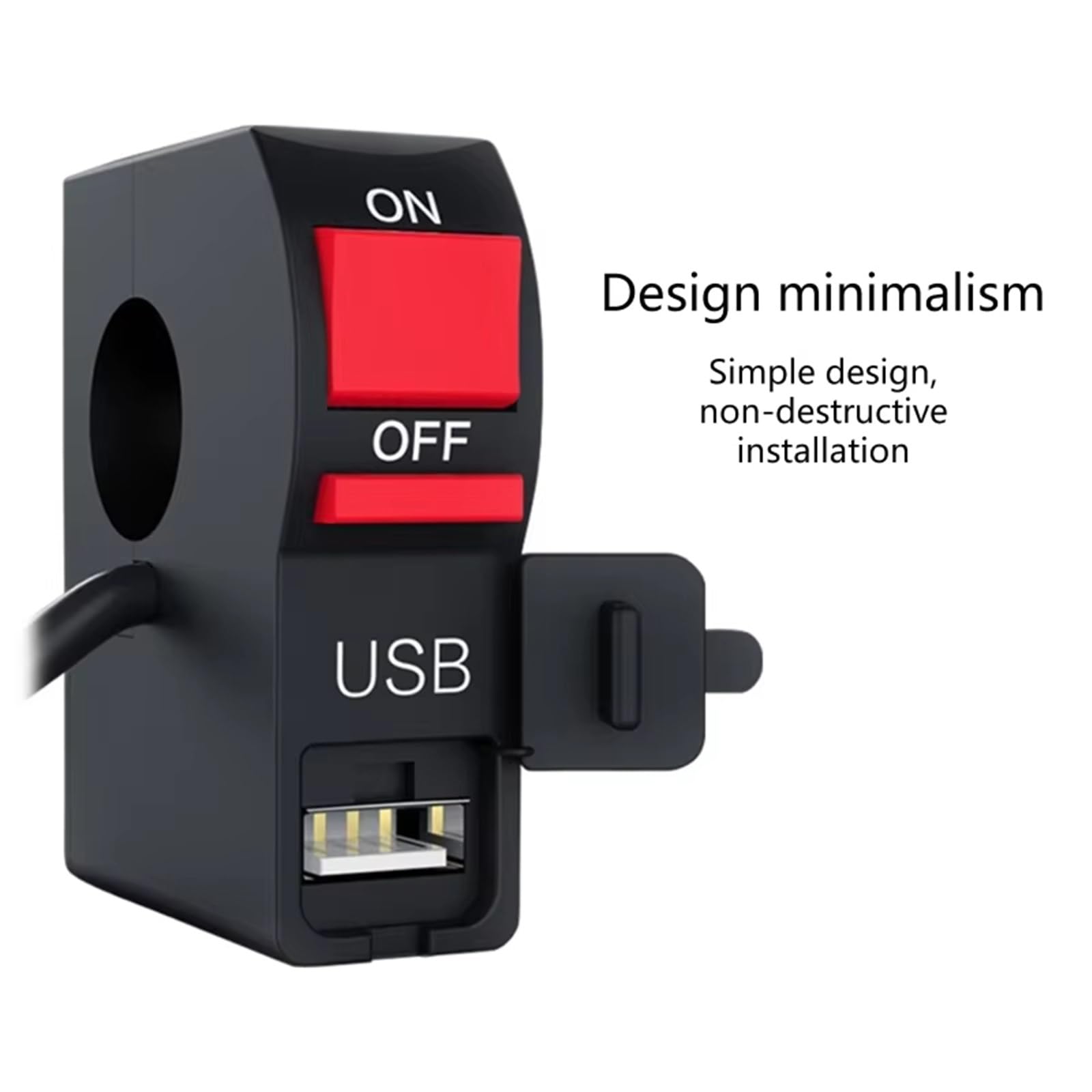 4,55 X 6,9 Cm 1,79 X 2,71 Pulgadas 12V 7/8″ Interruptor Botón Encendido Y Apagado Para Manillar Para Scooter Motocicleta Con Cargador Para Coche Control Faros Universal. Clausor Moto