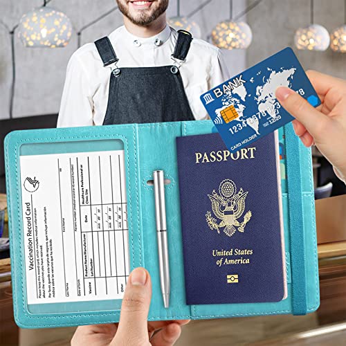 Acdream Passport And Vaccine Card Holder Combo, Cover Case With Cdc Vaccination Card Slot, Leather Travel Documents Organizer Protector, With Rfid Blocking, For Women And Men, Map #TOP1