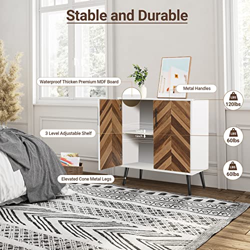 Storage Cabinet With Doors And Shelves - Kitchen Free Standing Buffet Cabinet With Storage, Sideboard Cabinet With Adjustable Shelves, Wood Accent Cabinet For Living Room Bathroom Entryway Office #TOP2