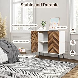 Storage cabinet with doors and shelves kitchen free standing buffet cabinet with storage sideboard cabinet with adjustable shelves wood accent cabinet for living room bathroom entryway hallway  urban country home decor