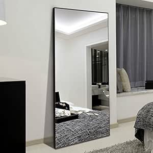 H&amp;A 65"x22" Full Length Mirror Bedroom Floor Mirror Standing or Hanging (Black)