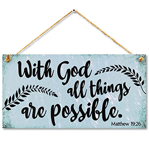 Carispibet With God All Things Are Possible Home Signs House Decorative Plaques Religious Signs House Decoration Accessories 6" X 12" #TOP8