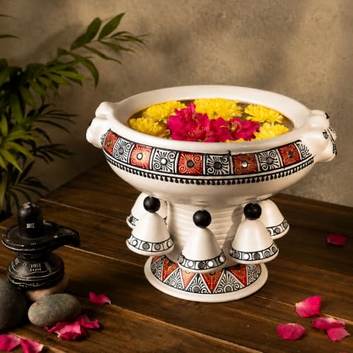 Handmade Terracotta Decorative Flower Pot/Uruli/Urli with Stand (...