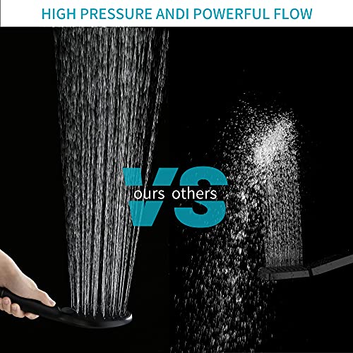 Rainovo High Pressure Shower Head With Handheld 3 Settings - 5 Inch Handheld Rain Shower With Extra Shower Hose -Self-Cleaning Anti-Clogging Detachable Shower Head Sprayer Matte Black #TOP4