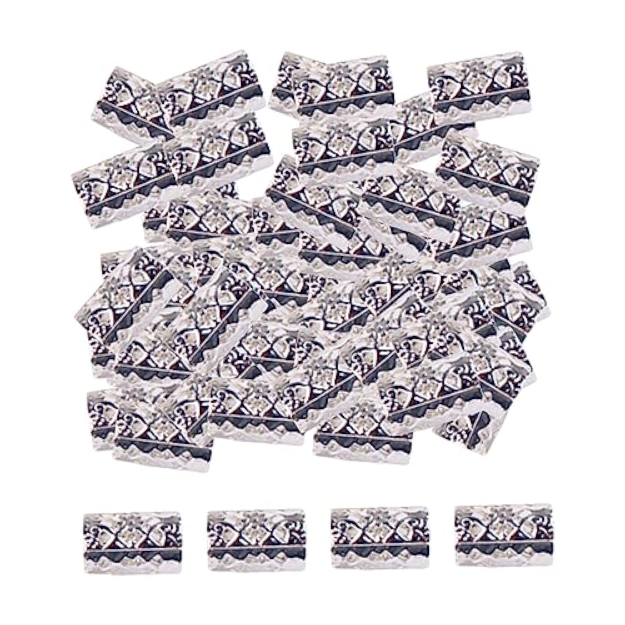 Silver 100X Dreadlocks Beads Rings Hair Accessories Set