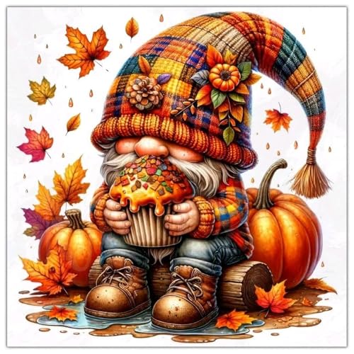 Lophomie Diamond Art Kits for Adults 5D Full Drill Fall Gnome Diamond Painting Kit Easy DIY for Beginners Relaxing Arts and Crafts Home Decor & Gift 14x14 Inch