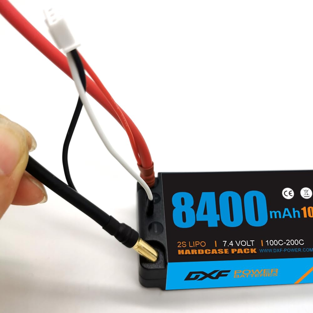 DXF Batteria Lipo 2S 9200 MAh 130C 7.6V | Connessione Deans/T Per Modelli RC 1/10 E 1/8 (Emaxx, Bandit, Rustler)