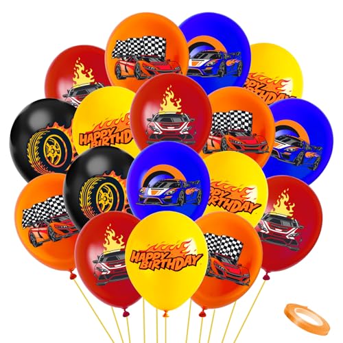 Merihap 35Pcs Hot Car Happy Birthday Party Balloons Racing car Theme Party Decorations 5 styles Wild wheels Party favors decor