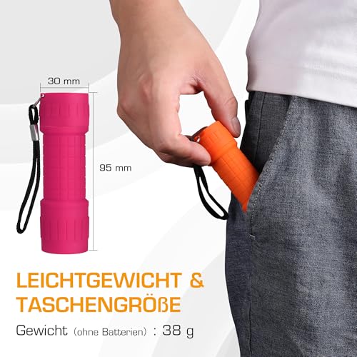 EverBrite Mini UV Taschenlampe 6 Stück, 395nm Schwarzlicht Lampe mit 18 AAA Batterien, Ultraviolettes Licht Haustier Urin Detektor für Hunde und Katzen, Geldscheinprüfer