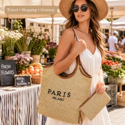 Bolso Tote de Paja para Playa para Mujer miniatura 3