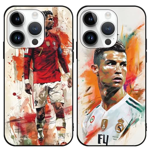 TBNMBGY 2 Stück Handyhülle für Apple iPhone 16 Pro Max Hülle 6.9, Fußball Legend Player Cool Mode Sport 7 Muster Case Weich Silikon Stoßfest Cover Schutzhülle für Fans, Idol