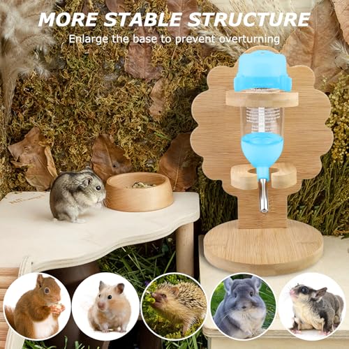 SPORWAY Hamster Water Bottle with Stand: Oak Stand Small Animal Water Dispenser, Adjustable Automatic Water Feeder for Hamster, for Small Pet Cages (80ml) - Image 7