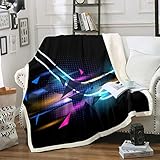 Homemissing Eishockey Decke 130x150cm Hockey Sport Thema Wohndecke Für Erwachsene Jungen Winter Wettkampfspiele Kuscheldecke Dreieck Geometrie Weich