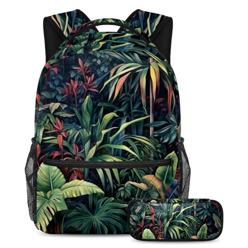 Sac à dos flamant rose 2 pièces avec imprimé tropical haute définition