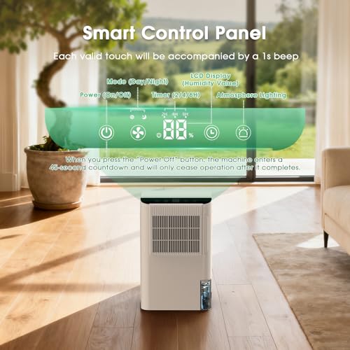 Image of Dehumidifiers for Home, 2000 Sq.Ft Small Dehumidifier with 3.3ft Drain Hose, 2.5L Tank, Timer Sleep Mode, Portable Dehumidifier for Basement, Bedroom, Bathroom (Snow White)