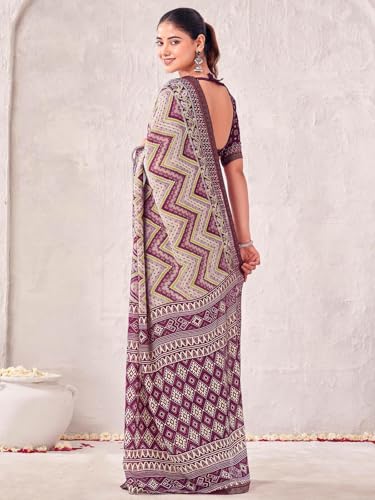 Image of SIRIL Women's Georgette Printed Saree with Unstitched Blouse Piece