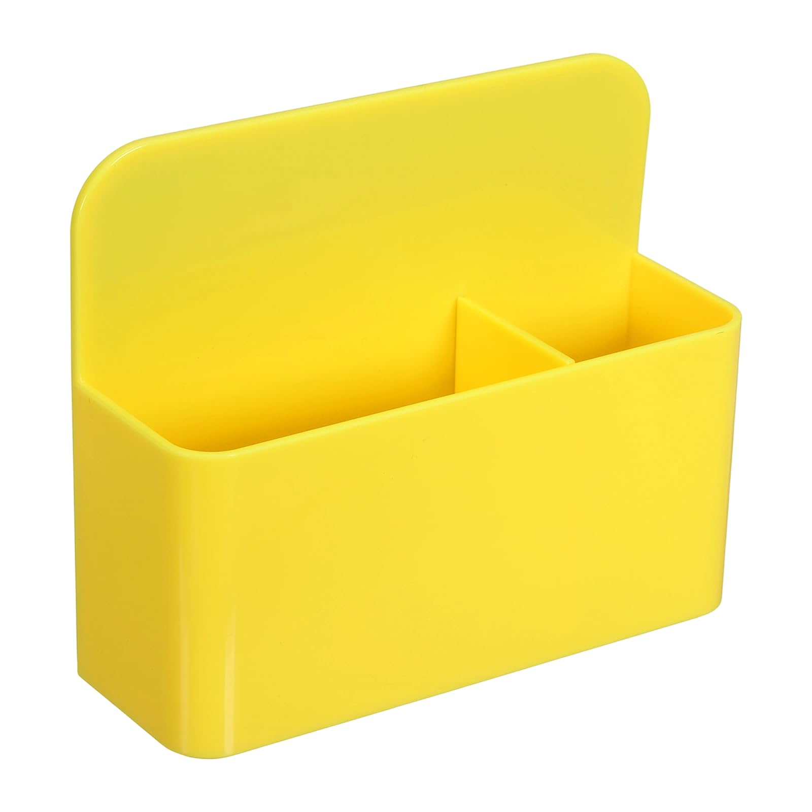 sourcing map Plastics Magnetic Pen Holder for Refrigerator, 4.72 x 1.57 x 3.94 Dry Erase Marker Holder for Whiteboard Magnet Locker Organizer Accessories, Pencil Cup, Pen Caddy, Yellow