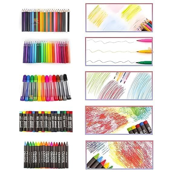 Image of Corslet 150 Pieces Art Set for Kids with Case, Art and Craft Supplies Kit for Drawing and Painting, Color Set with Markers, Water Colors, Brush, Color Pencils, Crayons Pack of 1