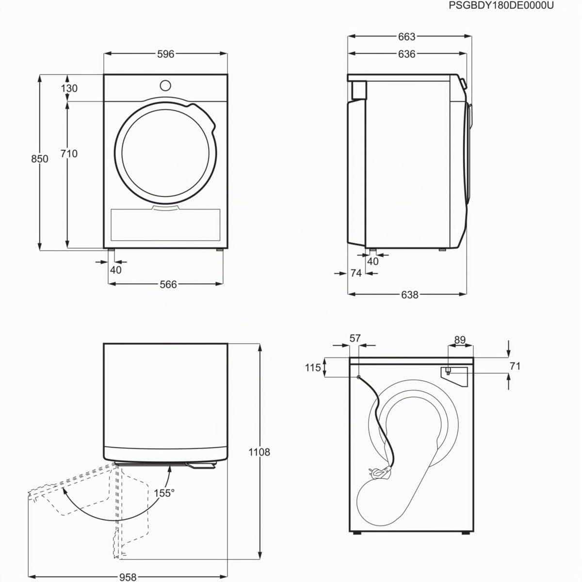 AEG T7DEG844 Sèche-linge avec pompe à chaleur à installation gratuite, 8 kg, série 7000, moteur inverseur, 8 cycles de séchage, programme rapide, panneau de commande LCD, porte XL argenté, blanc, A++
