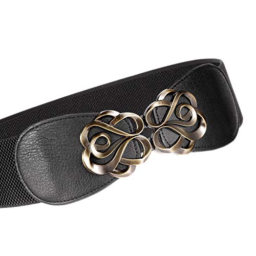 Women Stretchy Vintage Belt for Dresses Elastic Wide Waist Belt3