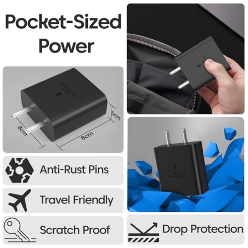 Image of 45W Super Fast Charger Compatible with Samsung Galaxy S26 /S25 /S24 /S23 /S22 /S21 /S20 (Ultra /Plus /Fe), Z Fold /Flip /S /A /F /M Series | Type C PD 3.0 Charger Adapter,Black |BIS Certified